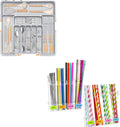 Homecor Silverware Organizer - Expandable Large Kitchen Drawer Organizer Utensil Organizer with 2 Removable Knife Blocks & 2 PACK Acrylic Straw Holder for Cabinet Door