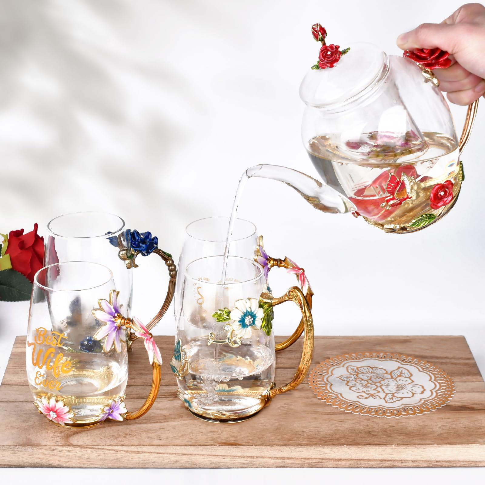 OEAGO Gifts for Mom Women Mothers Day Valentines Day Gifts Glass Coffee Enamels Mug Best Birthday Valentine's for Her Girlfriend Wife from Daughter Son Tea Cup Christmas Stocking Stuffers