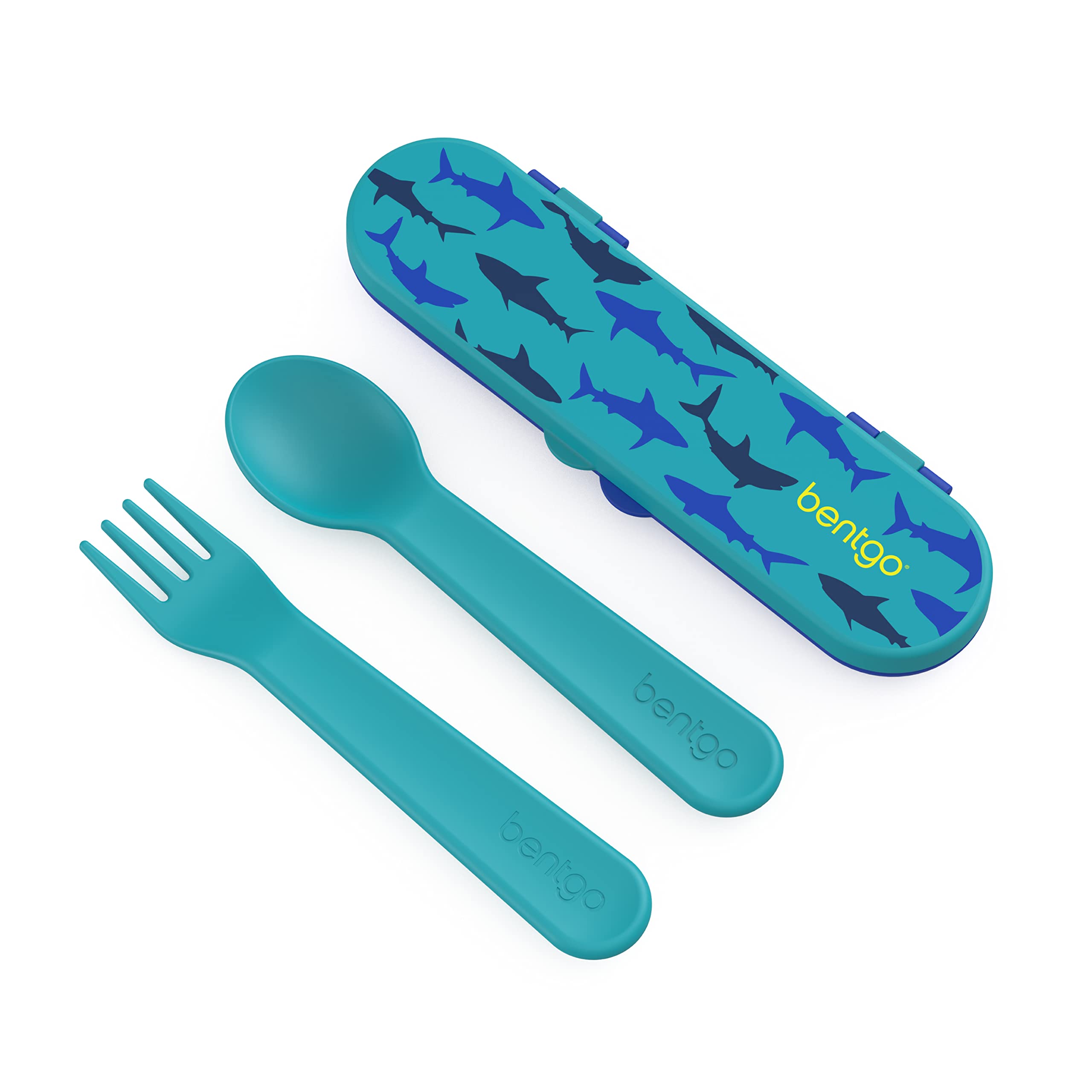 Bentgo Kids Utensil Set - Reusable Plastic Fork, Spoon & Storage Case BPA-Free Materials, Easy-Grip Handles, Dishwasher Safe Ideal for School Lunch, Travel, Outdoors (Rainbows and Butterflies)