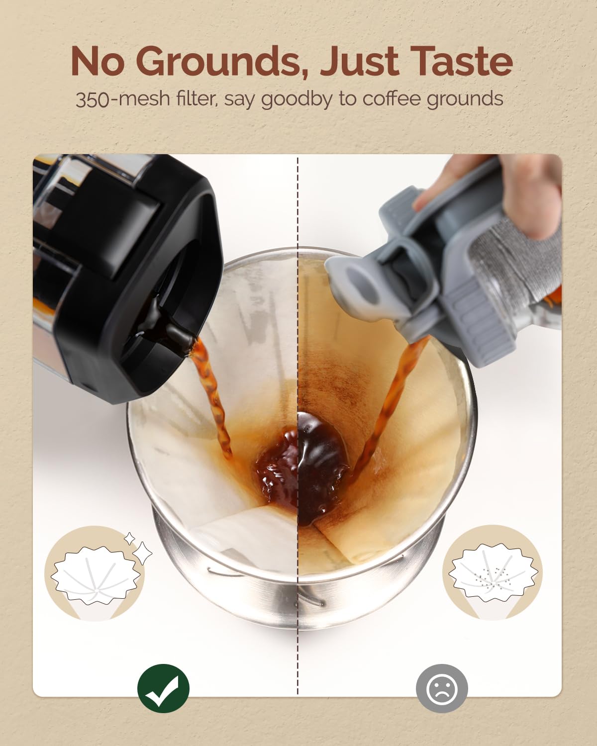 Maestri House Compact Cold Brew Coffee Maker, 40oz Iced Tea and Coffee Maker Brewer Space Saving Tritan Pitcher, 350 Mesh Filter, 100% Leak-Proof