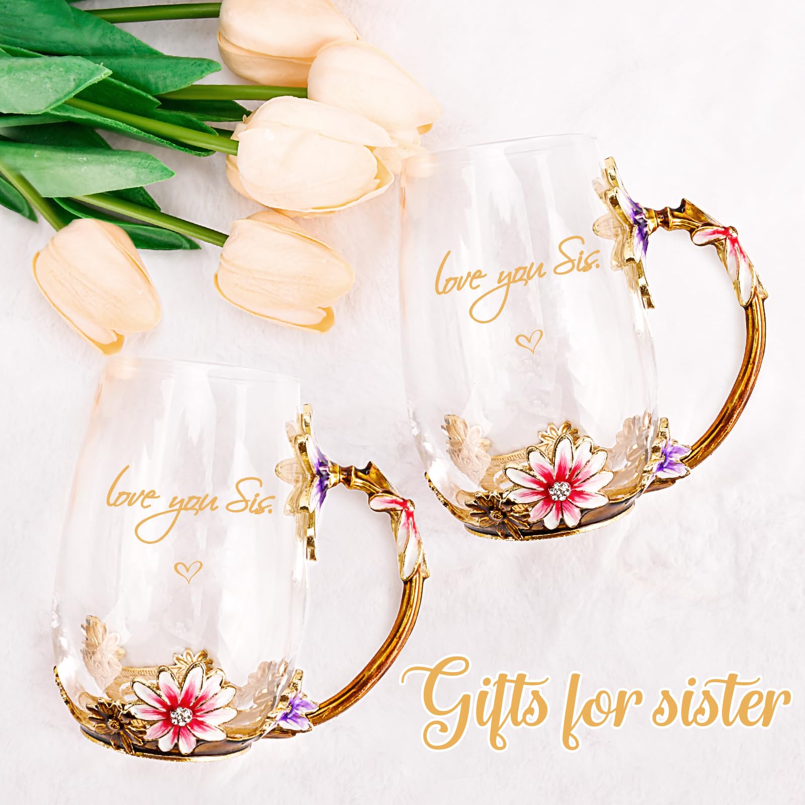 OEAGO Gifts for Mom Women Mothers Day Valentines Day Gifts Glass Coffee Enamels Mug Best Birthday Valentine's for Her Girlfriend Wife from Daughter Son Tea Cup Christmas Stocking Stuffers