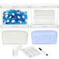 Vtopmart 4 Pack Laundry Pods Container and Dryer Sheet Holder, Detergent Powder Container with Lids &Labels & Scoop for Laundry Room Organization, Laundry Storage for Powder, Pods, Scent Booster Beads