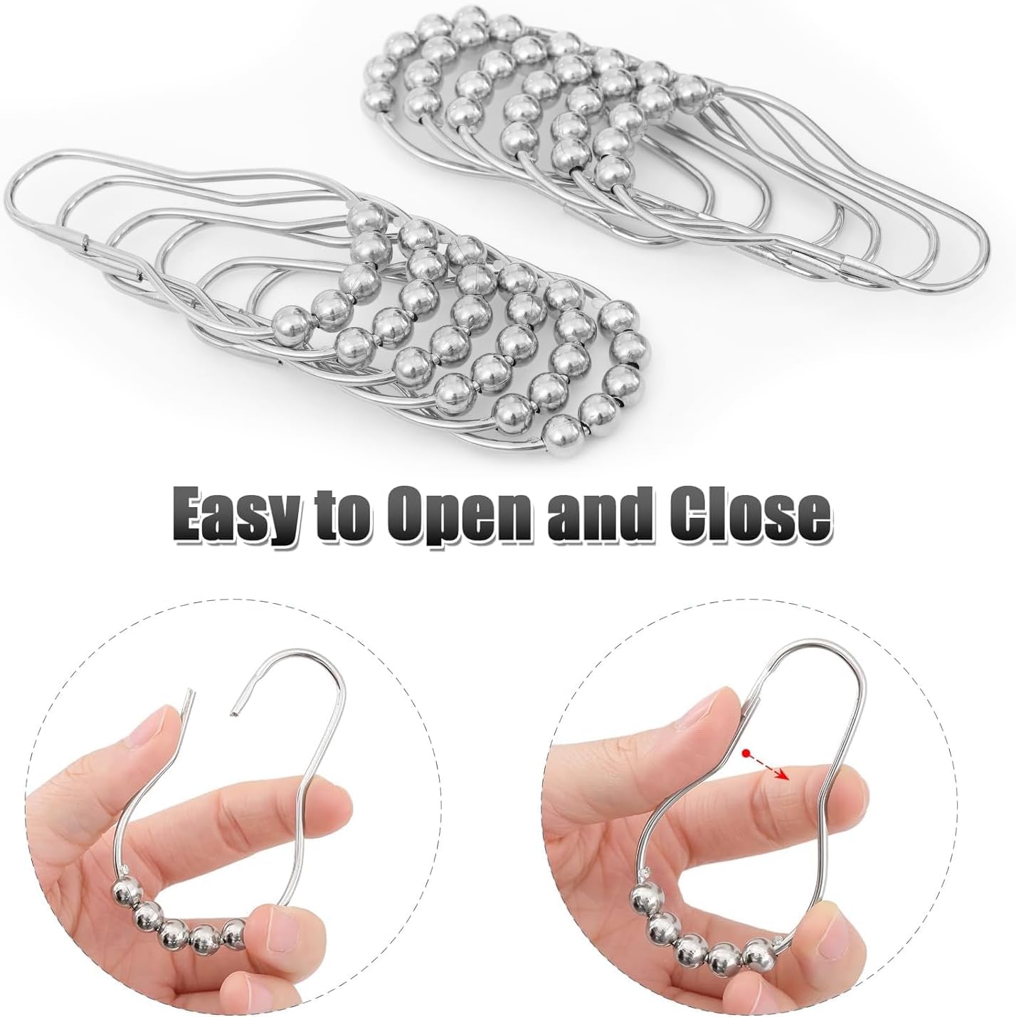 OLANLY Luxury Black and Grey Ombre Shower Curtain Sets with 12 Hooks, Waterproof and Washable Decorative Shower Curtains for Bathroom, 72x72 Inches