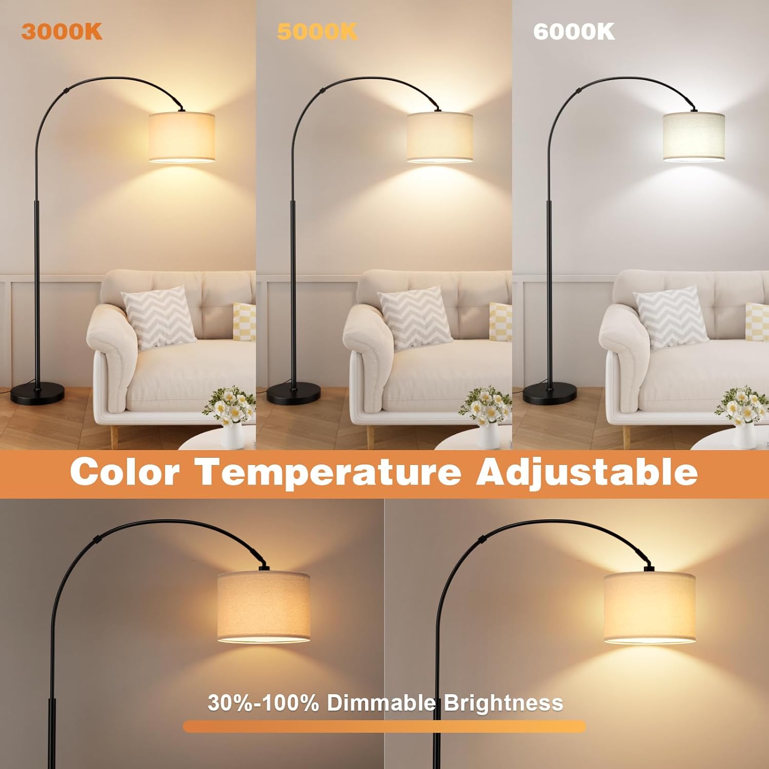 Ambimall Arc Floor Lamp with Remote