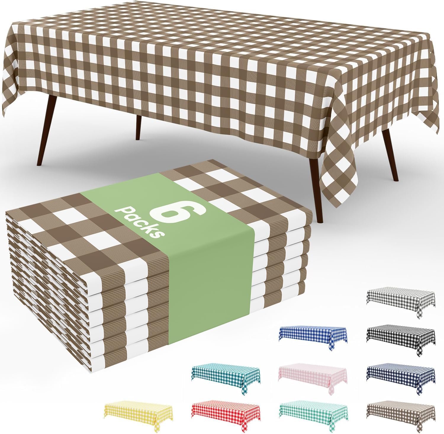 Smiry 3 Pack Red Gingham Disposable Tablecloths - 54" x 108" Heavy Duty Plastic Table Cloth, Waterproof Buffalo Plaid Table Covers for Picnic, Banquets, Outdoor Parties