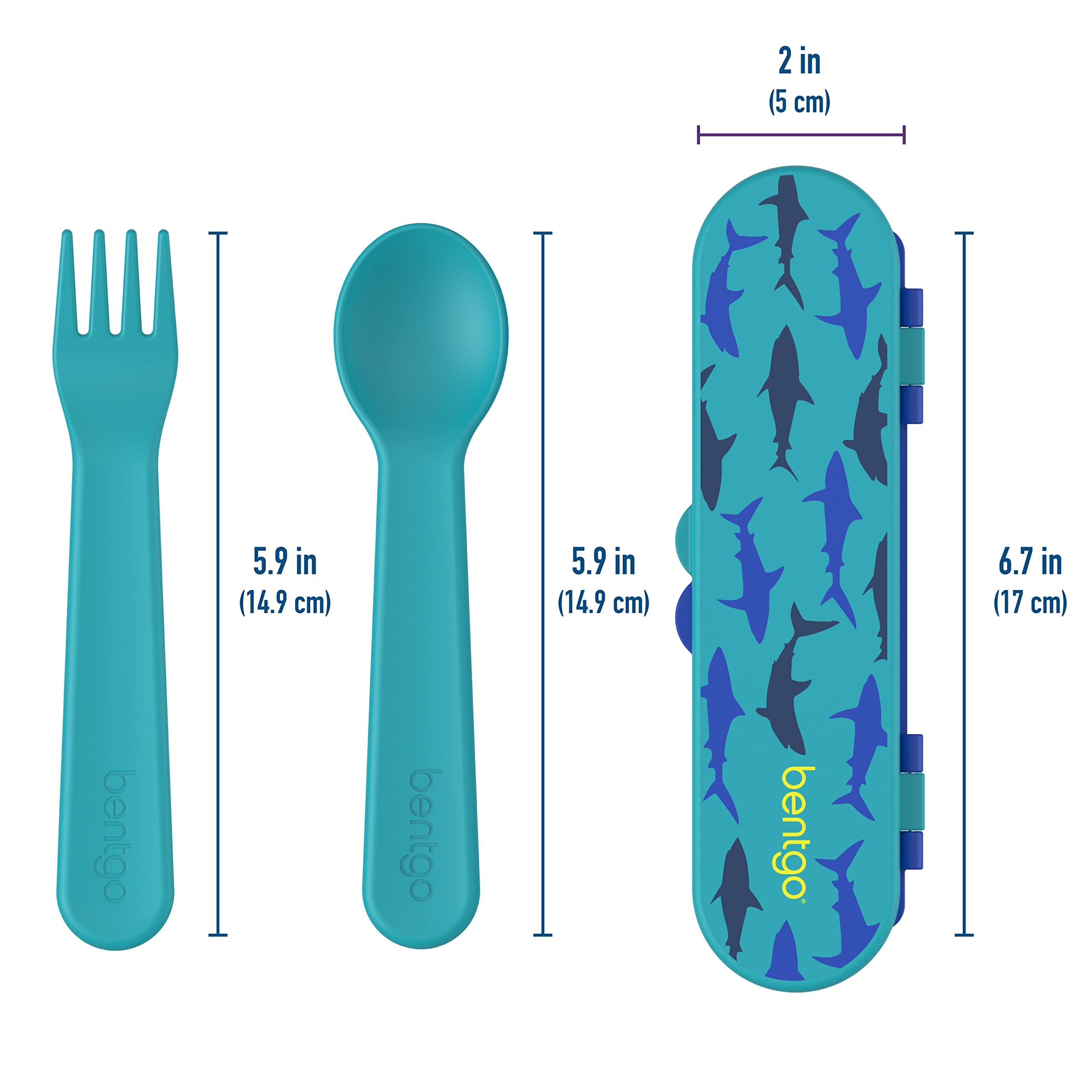 Bentgo Kids Utensil Set - Reusable Plastic Fork, Spoon & Storage Case BPA-Free Materials, Easy-Grip Handles, Dishwasher Safe Ideal for School Lunch, Travel, Outdoors (Rainbows and Butterflies)