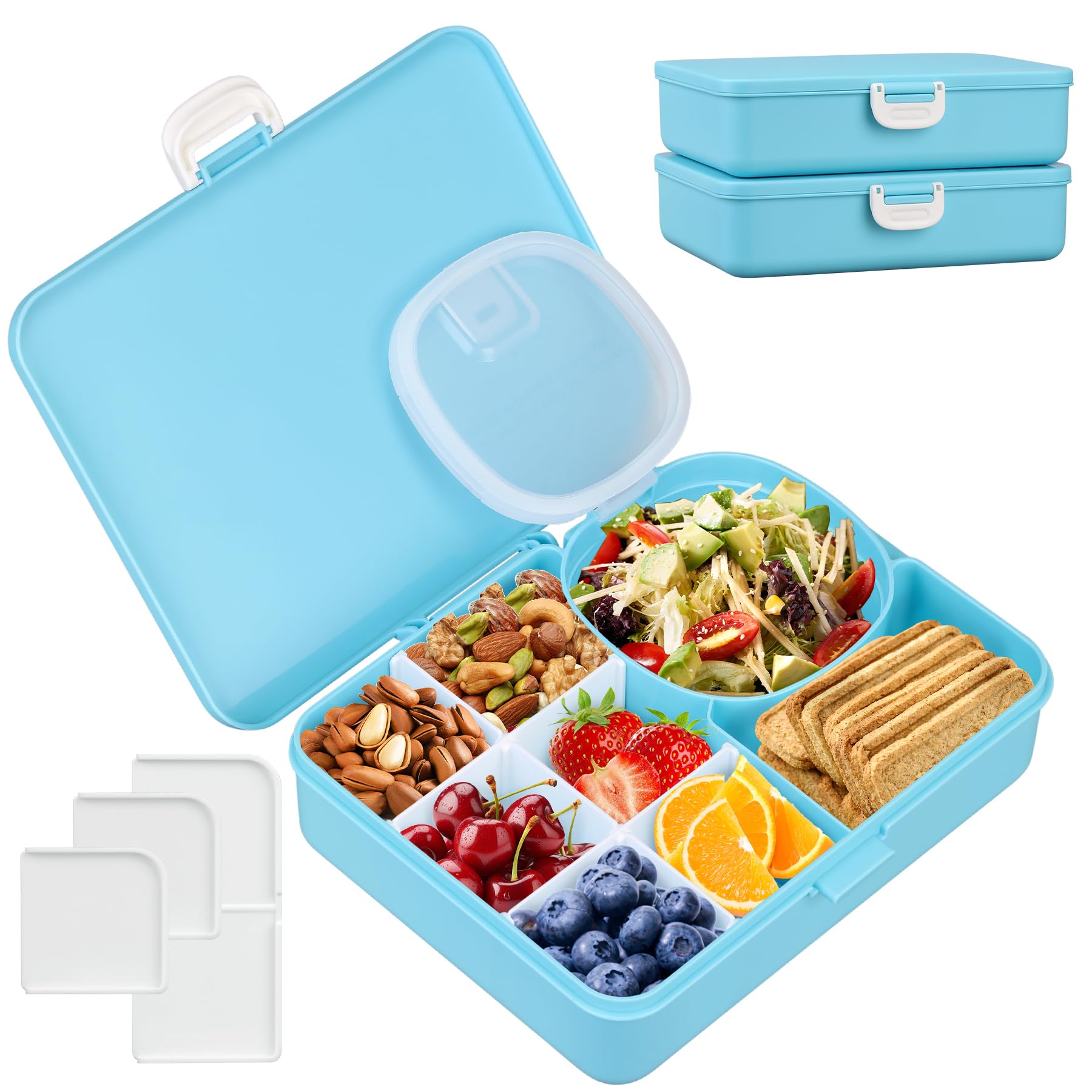 Snack Box Container for Kids Adults Reusable Snackle Box with Adjustable Dividers Airtight Snack Organizer with Compartents Toddler Bento Lunch Box Leak Proof for Office,School,Travel,Outdoor