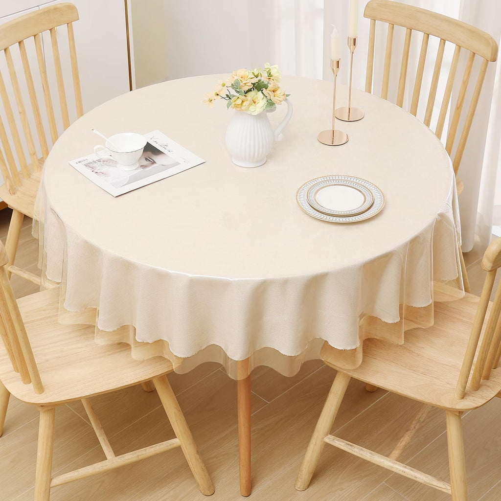 Smiry Rectangle Table Cloth 60x84 Inch, Waterproof Wipeable Vinyl Tablecloths Protector, Oil Spill Proof Plastic Table Cover for Dining, Picnic, Camping, Outdoor, Clear
