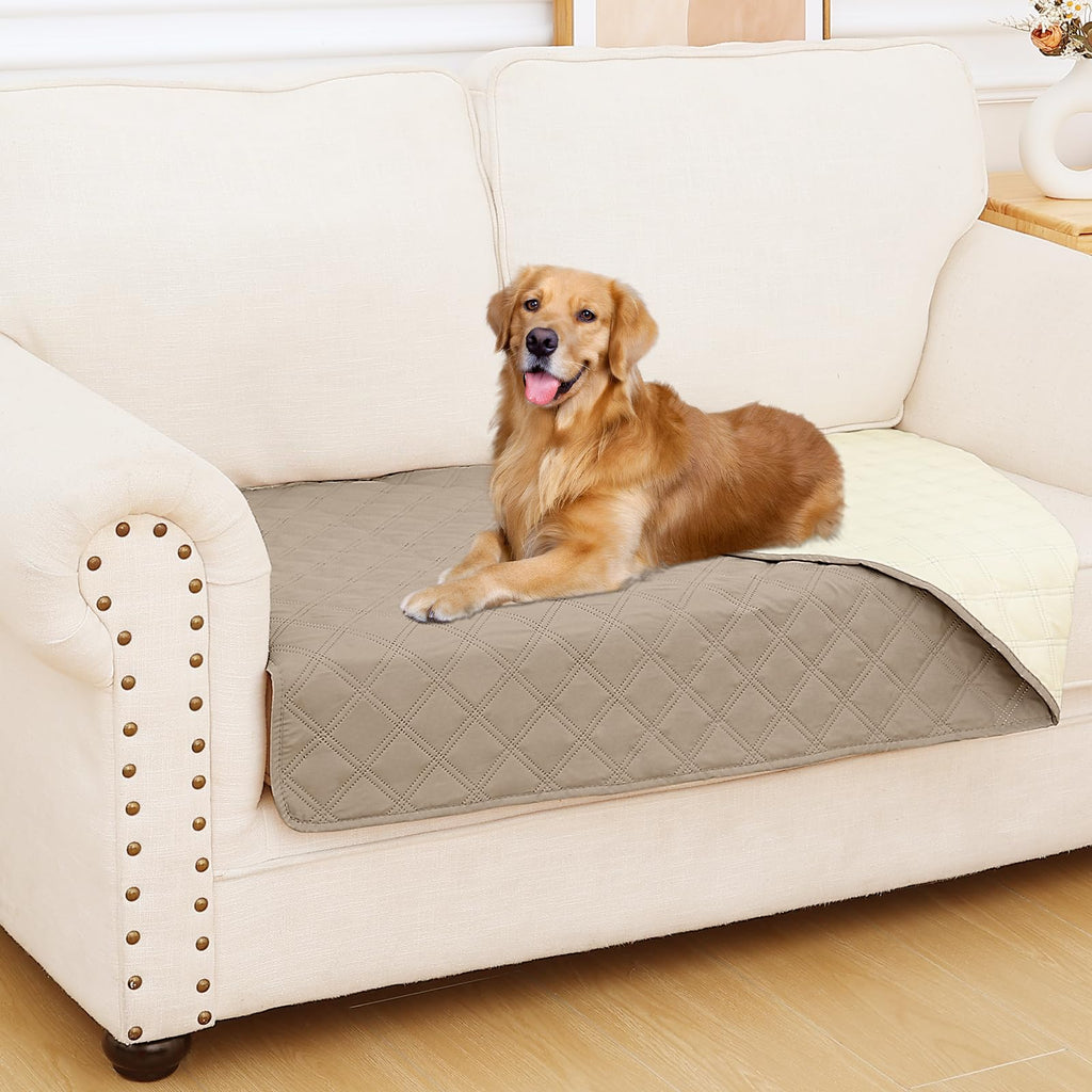 Smiry Waterproof Couch Covers for Dogs Washable, Reversible Pet Couch Covers for 3 Cushion Sofa Pet Friendly, Soft Sofa Furniture Protector for Dogs Cat Kids, Checkered (30"x70", Grey/Dark Grey)