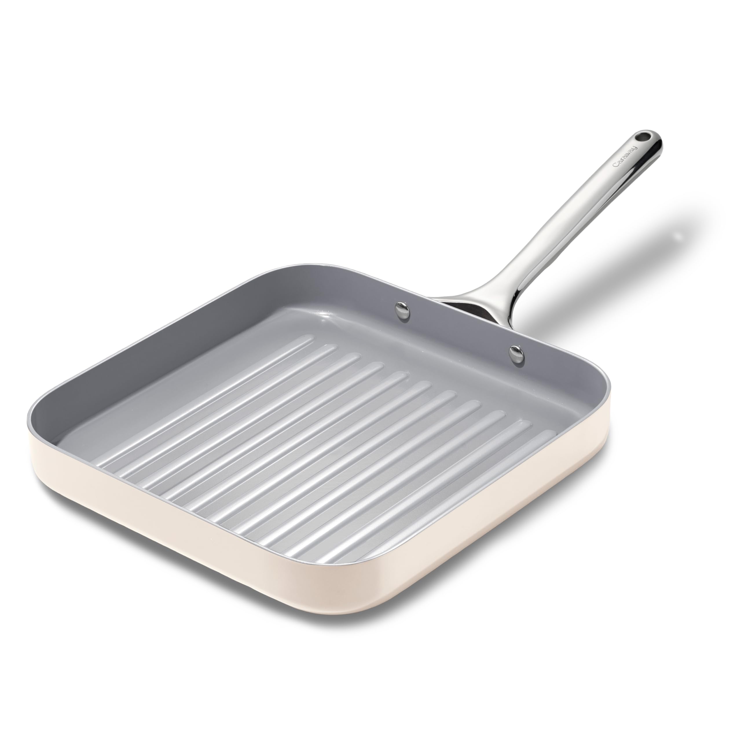 Caraway Square Grill Pan - 11” Grill Pan - Non-Stick Ceramic Coated - Non Toxic, PTFE & PFOA Free - Oven Safe & Compatible with All Stovetops - Cream