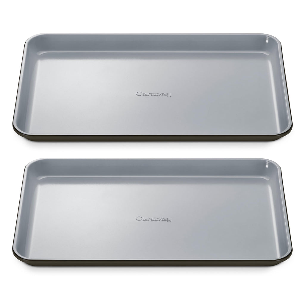 Caraway Non-Stick Ceramic Medium Baking Sheet Duo - Naturally Slick Ceramic Coating - Non-Toxic, PTFE & PFOA Free - Perfect for Baking, Roasting, and More - Medium (15" x 10") - Cream