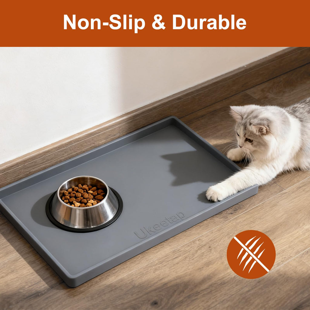 Extra Thick Silicone Mat Waterproof with Raised Edge 34" x 22", Under Sink Mat for Kitchen & Bathroom, Kitchen Cabinet Liner, Multi-Purpose for Storage & Protection, Gray