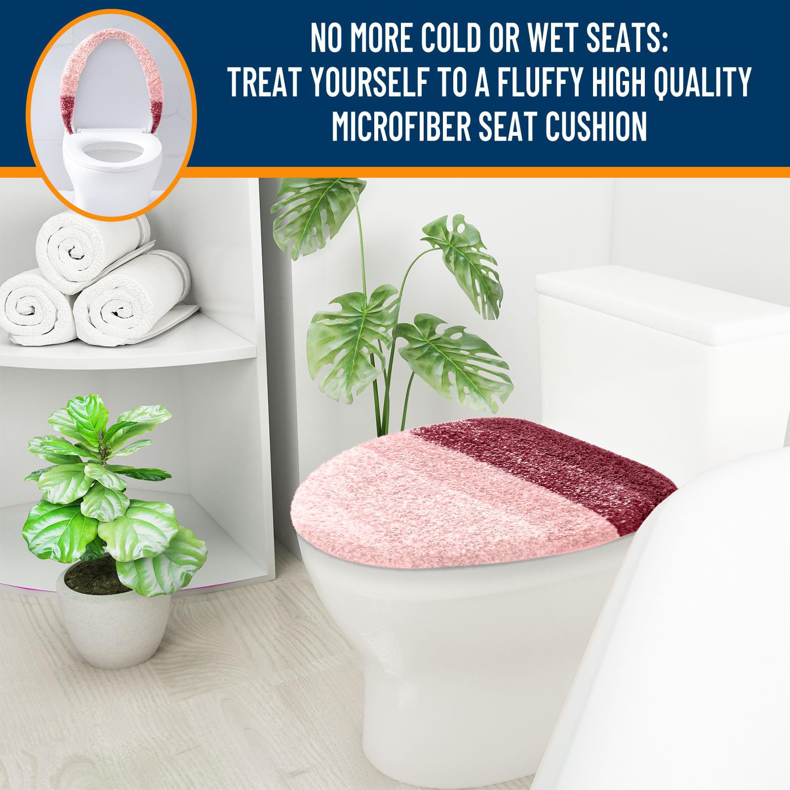 OLANLY Soft Microfiber Bathroom Toilet Lid Cover, Machine Washable Seat Covers, 17.5x15, Stays in Place Rubber Backing, Fits Most Round, Elongated and Oblong Lids, Accessories Decor, Gray