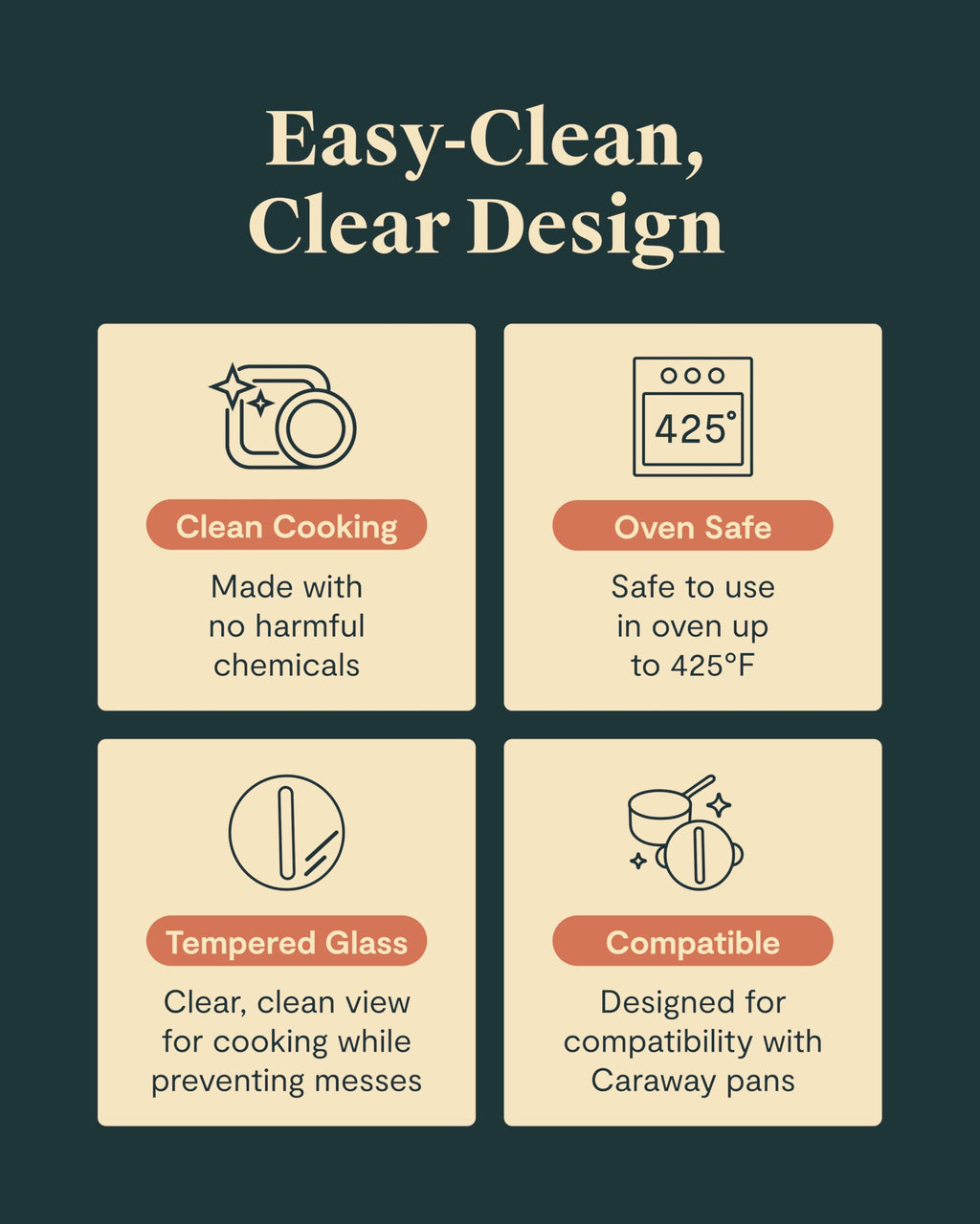 Caraway 10.5" Glass Lid for Pots and Pans - Made With Tempered Glass - Sized to Fit Caraway Ceramic-Coated & Stainless Steel Cookware