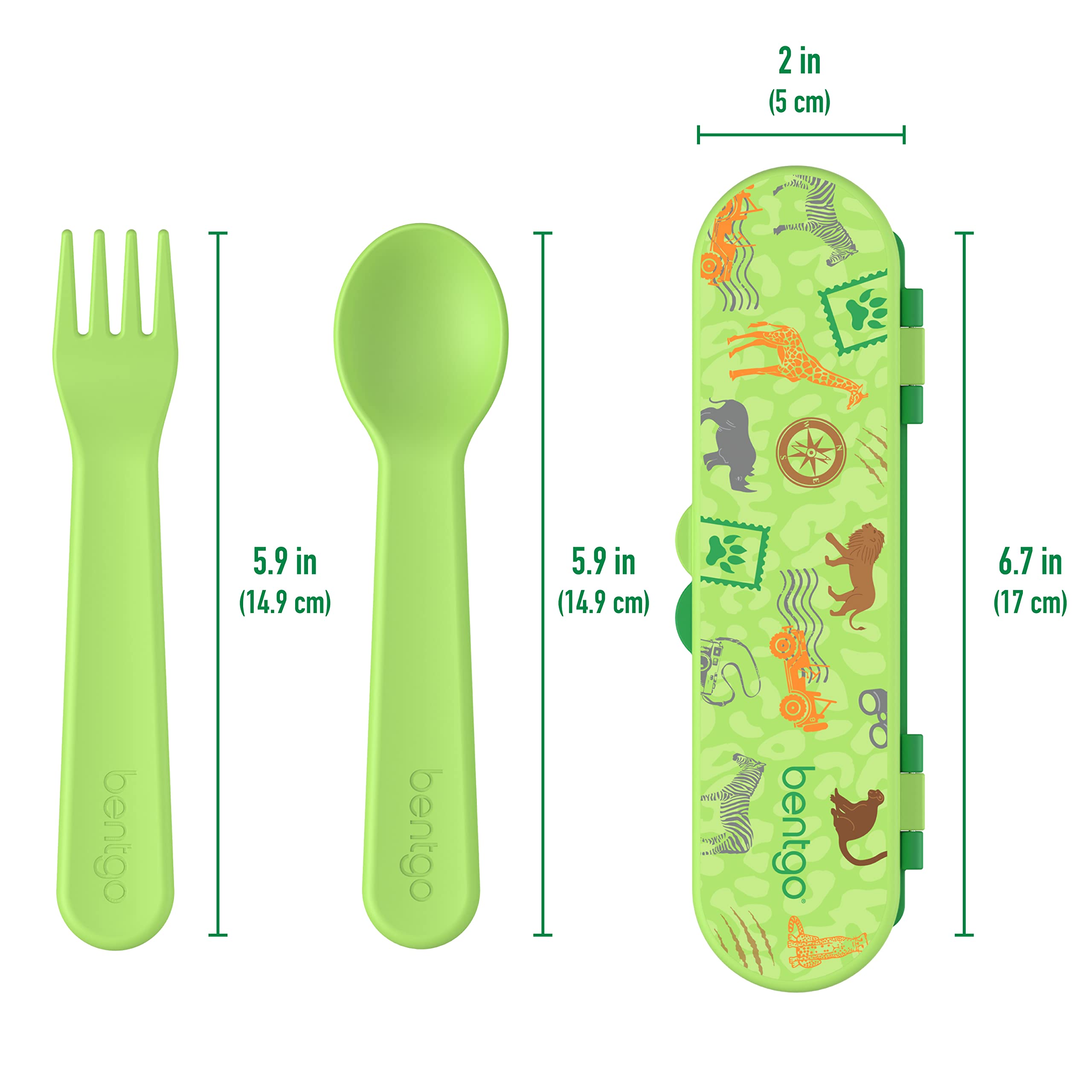 Bentgo Kids Utensil Set - Reusable Plastic Fork, Spoon & Storage Case BPA-Free Materials, Easy-Grip Handles, Dishwasher Safe Ideal for School Lunch, Travel, Outdoors (Rainbows and Butterflies)