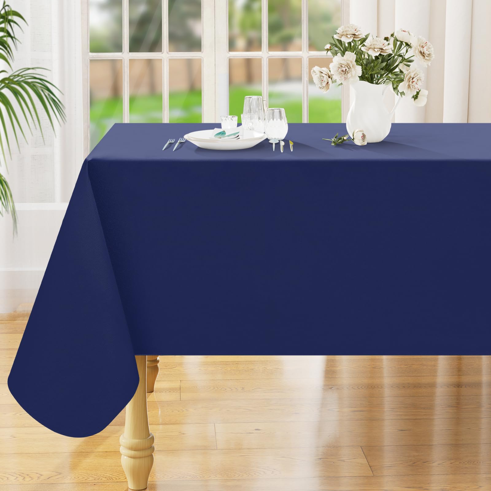 Smiry Rectangle Table Cloth 60x84 Inch, Waterproof Wipeable Vinyl Tablecloths Protector, Oil Spill Proof Plastic Table Cover for Dining, Picnic, Camping, Outdoor, Clear