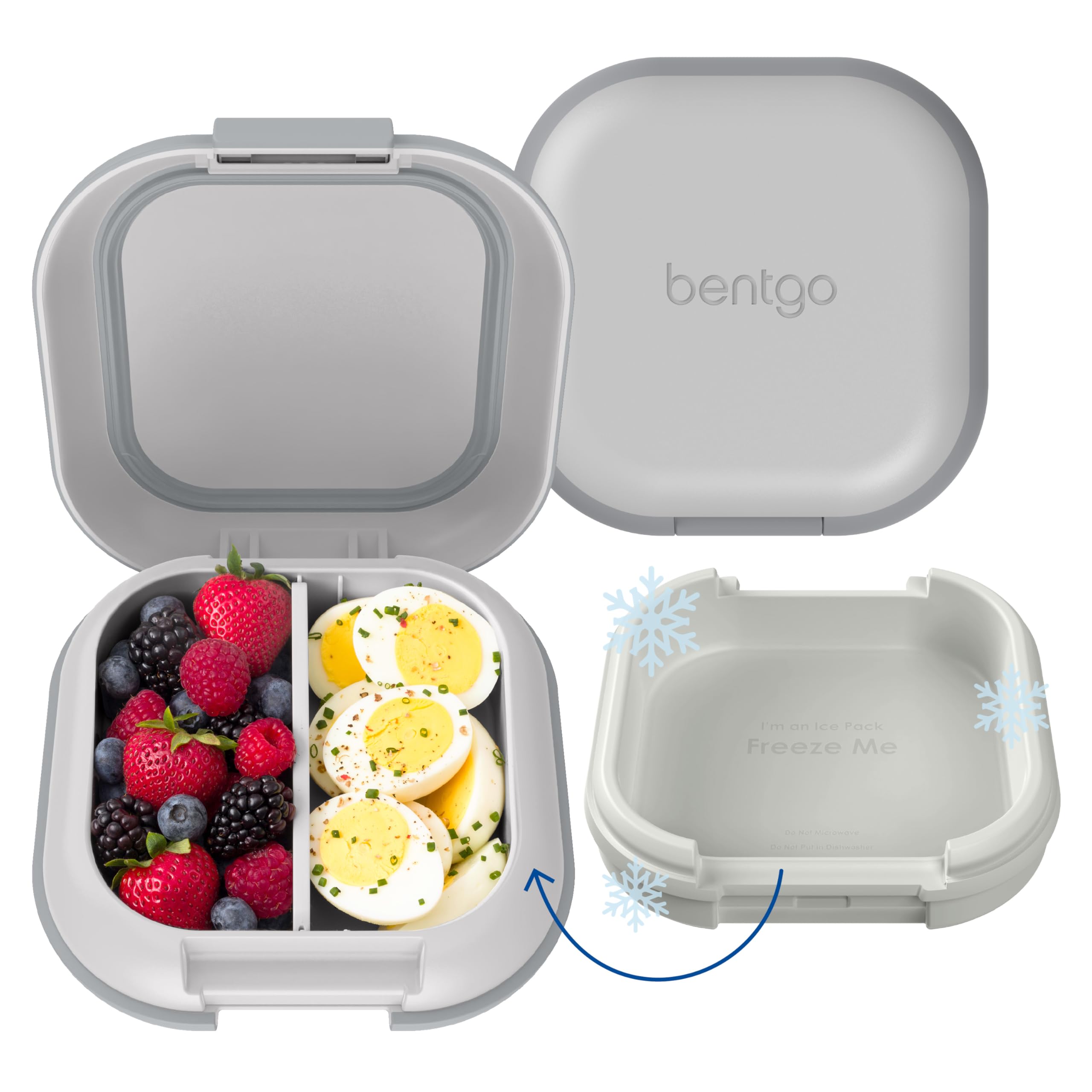 Bentgo Chill Mini Leak-Proof Lunch Box – Built-In Ice Pack Keeps Food Cold, 2.7-Cup Capacity for Snacks or a Sandwich, 3 or 4 Compartments, PFAS & BPA-Free, Ideal for Adults & Kids 3+ (Lilac Mist)