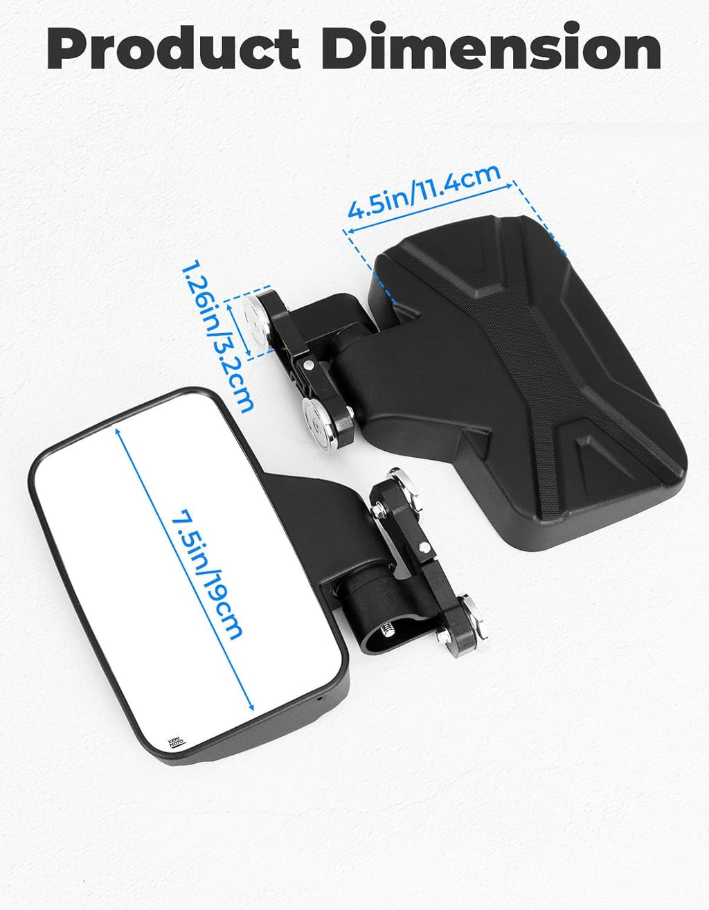 KEMIMOTO Magnetic Golf Cart Side Mirrors, No Drilling Magnetic Tractor Mirrors, Universal Rear View Mirror for Tractors, Forklifts, Lawn Movers, Golf Carts, Small Dozers, Lift Trucks
