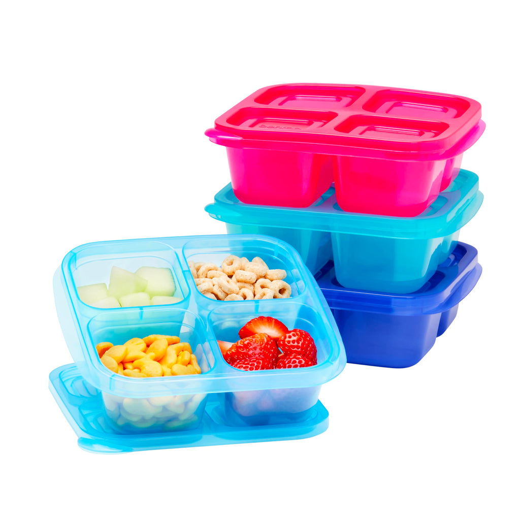 Bentgo Easyboxes 4-Compartment Snack Containers - 8-Piece Set with 4 Trays & 4 Custom-Fit Lids to Seal in Freshness - Reusable Food Storage & Meal Prep Bento BPA-Free Containers (Classic)