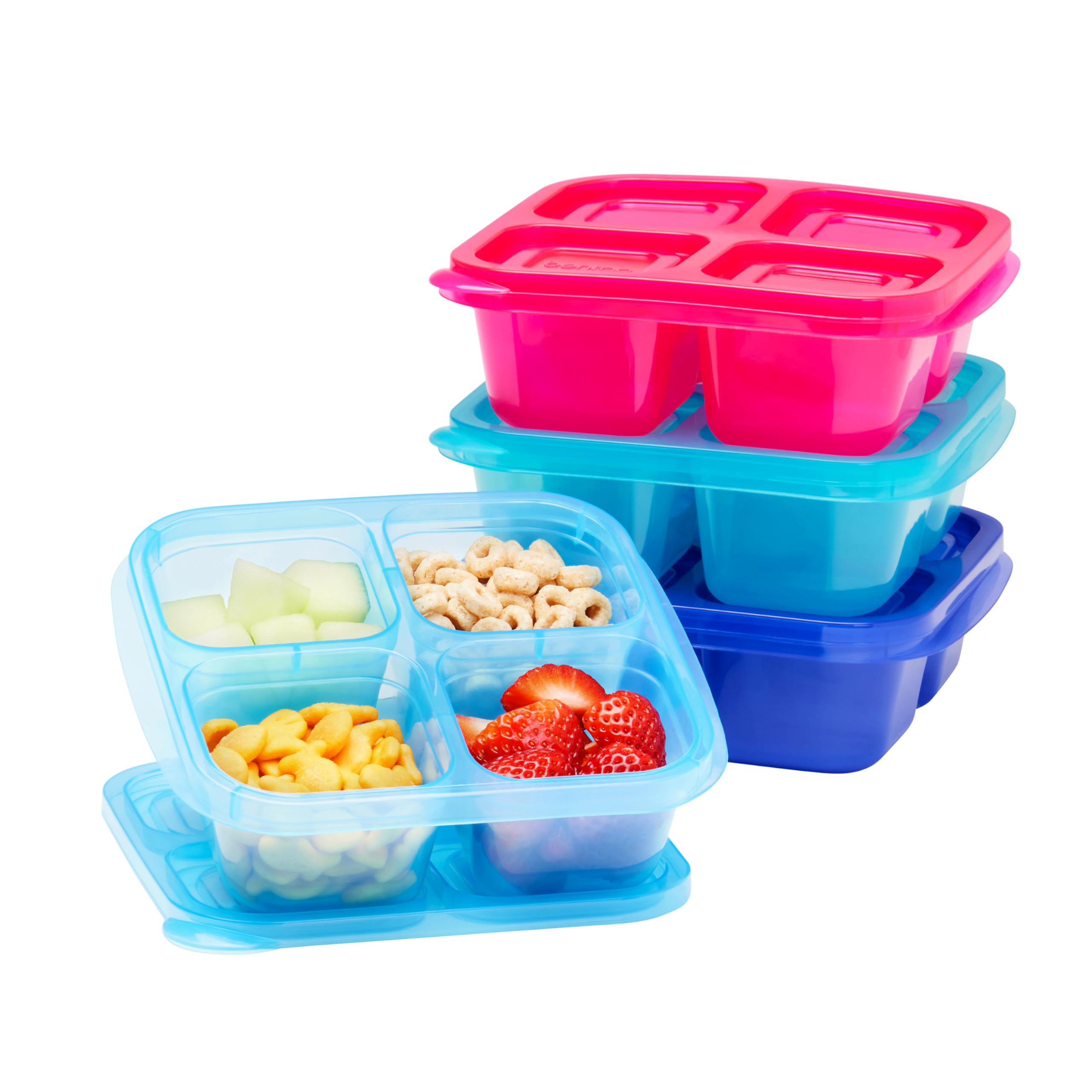 Bentgo Easyboxes 4-Compartment Snack Containers - 8-Piece Set with 4 Trays & 4 Custom-Fit Lids to Seal in Freshness - Reusable Food Storage & Meal Prep Bento BPA-Free Containers (Classic)