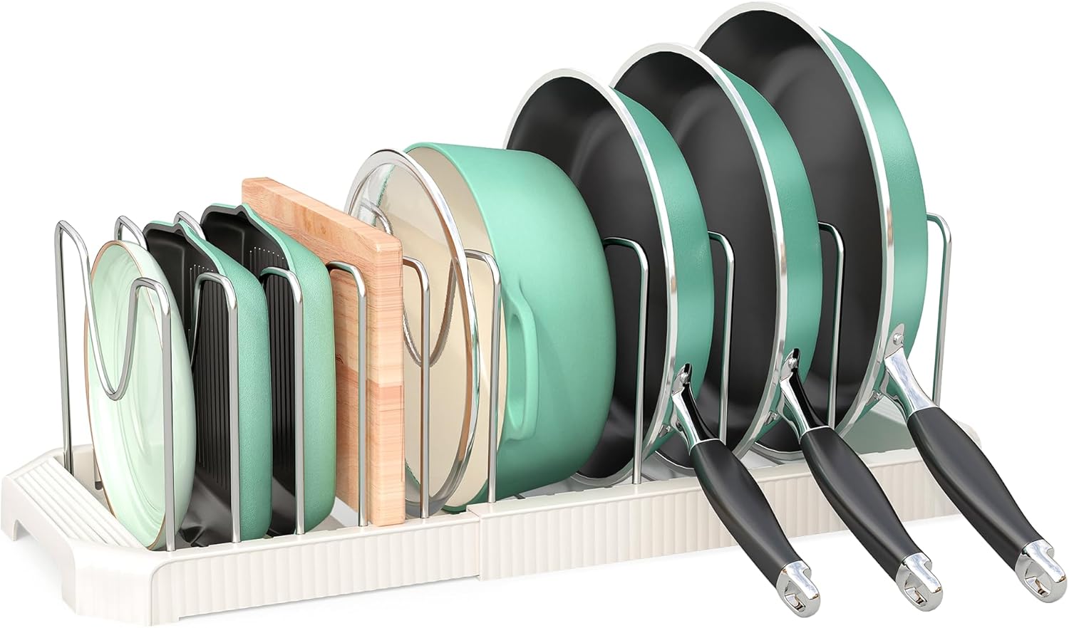 ORDORA Pots and Pans Organizer under Cabinet with Pot Lid Organizer, 10 Dividers
