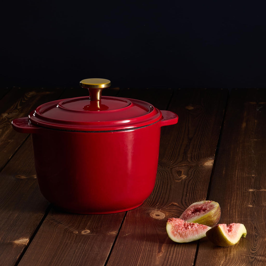 CAROTE 2QT Enameled Cast Iron Dutch Oven Pot with Lid, Mini Round Dutch Oven for Small Sourdough Bread, Stews, Soups, Sauces, Beans, Rice, Serves 1-2, Dual Handles, Healthy & Non-Toxic, All Stovetop Compatible, Oven Safe up to 500° F, White