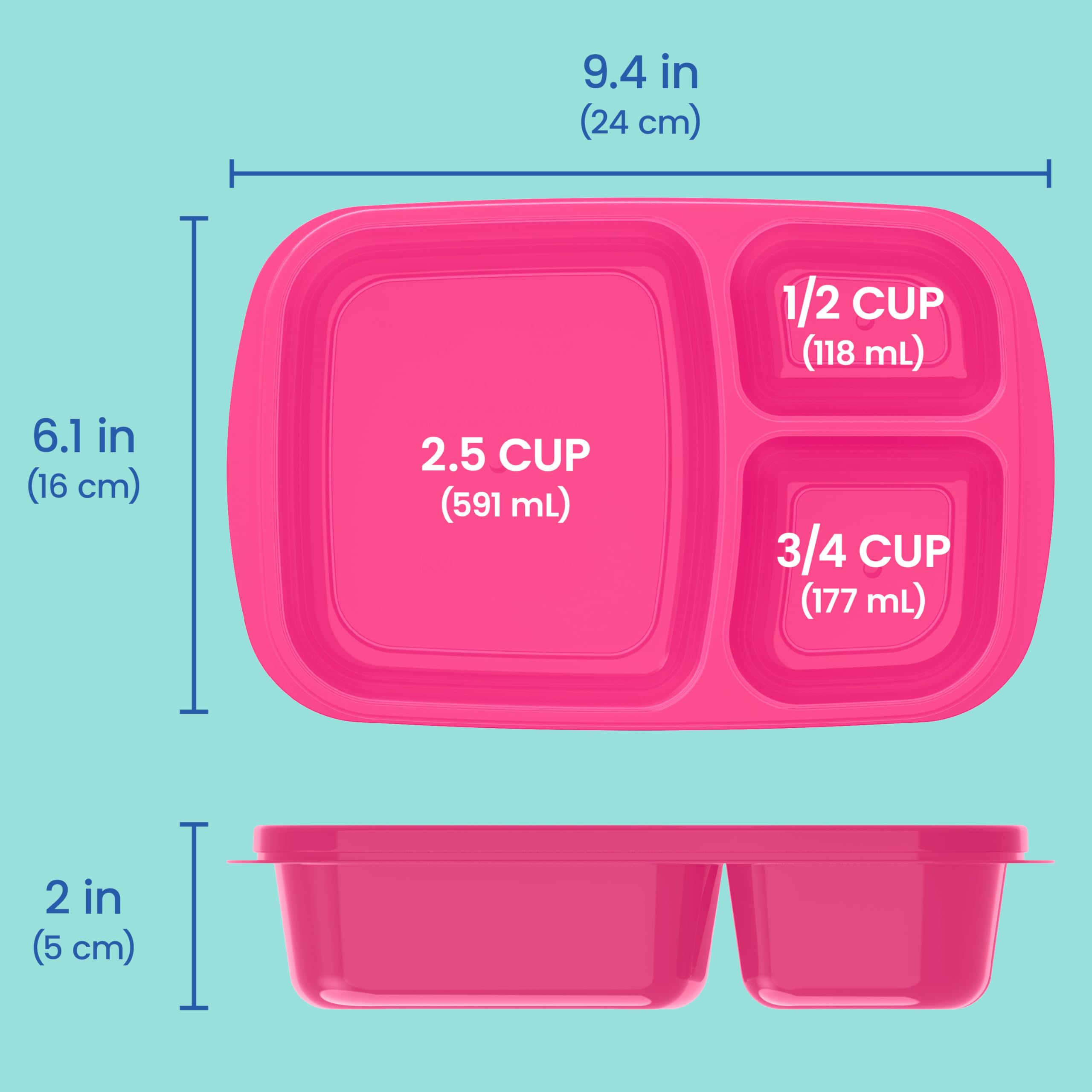 Bentgo Easyboxes - Original Stackable Lunch Boxes - Reusable 3-Compartment Food Containers for Kids and Adults - Bento Lunch Box for Meal Prep, School, & Work - BPA Free, Set of 4 (Classic)