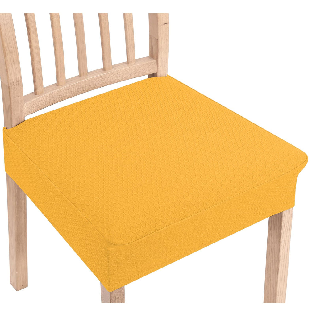 Smiry Stretch Jacquard Seat Covers for Dining Room Chairs Set of 6, Removable Washable Chair Seat Protector Slipcovers, No Rear Covers, Beige