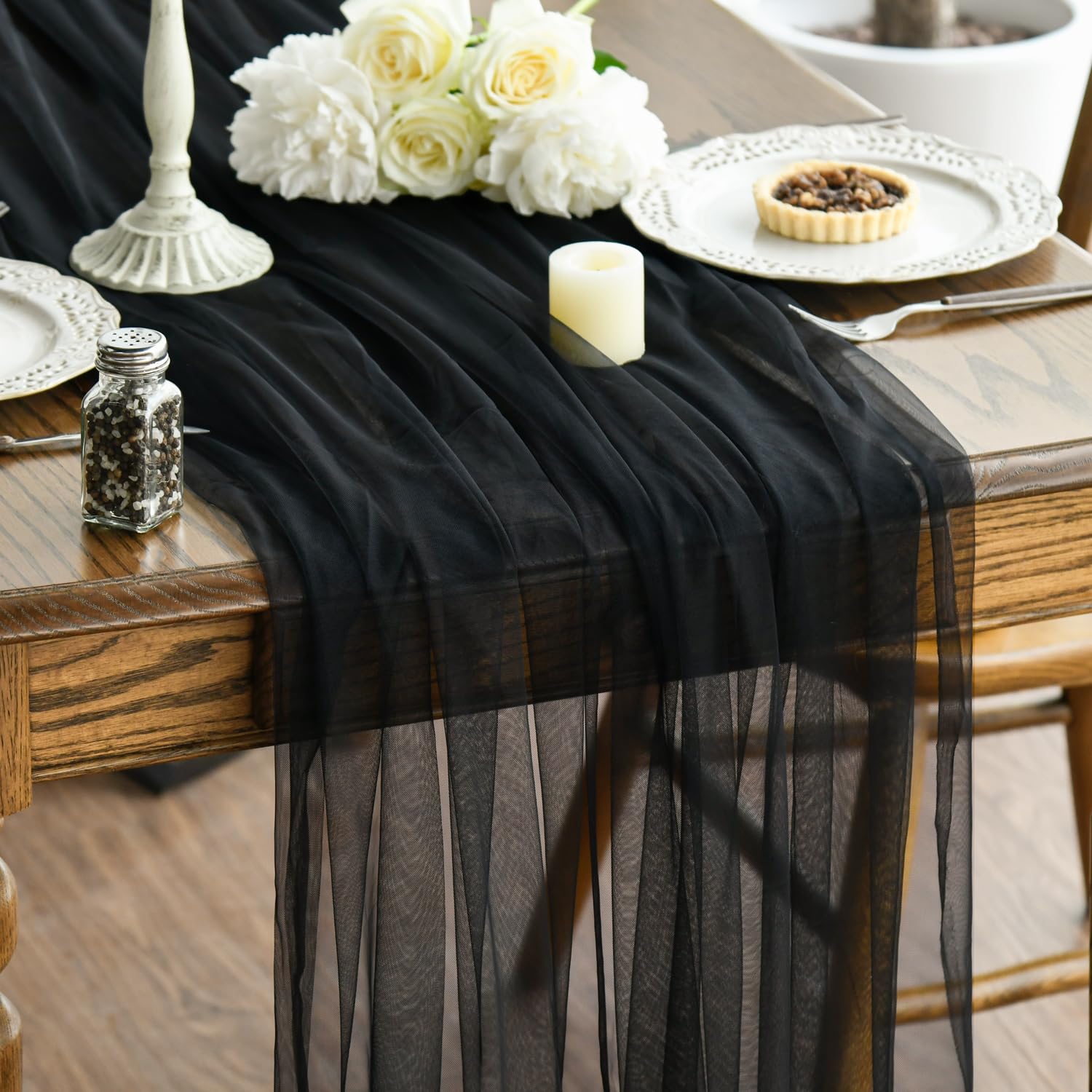 Artoid Mode Red Gauze Table Runner 120 Inch 10FT, Seasonal Sheer Kitchen Dining Holiday Wedding Birthday Baby Shower Table Decor for Home Party