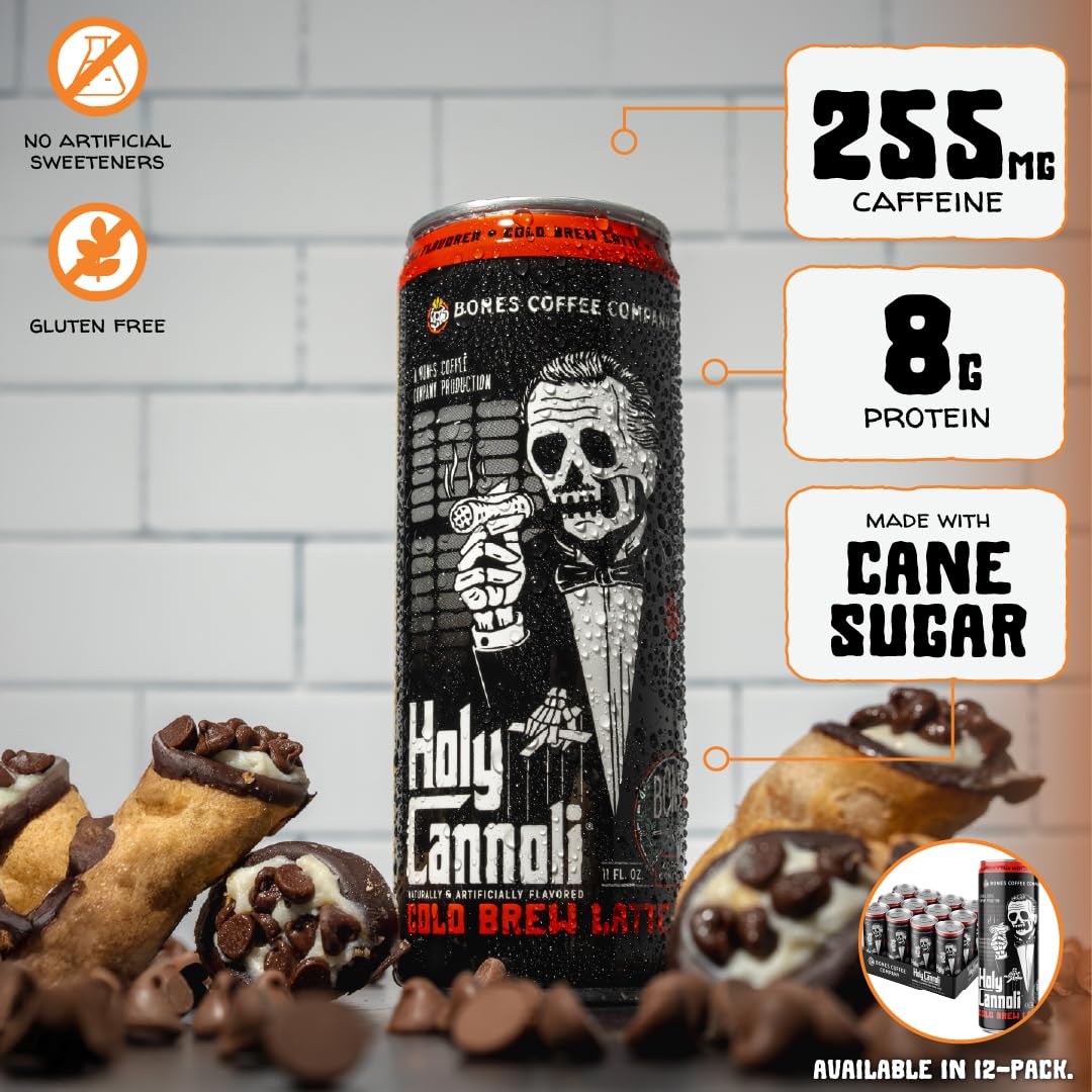 Bones Coffee Company S'mores Iced Coffee Latte - S'mores Flavored Canned Coffee Drink - 12 Pack Cans - 11 Oz Each