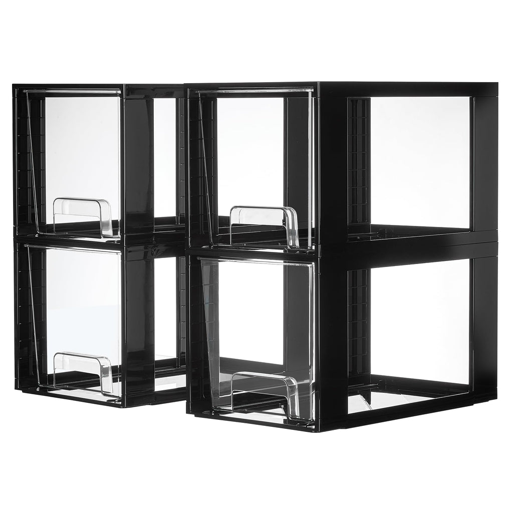 Vtopmart 4 Pack Large Stackable Storage Drawers,Easily Assemble Acrylic Bathroom Closet Undersink Organizers and Storage,Plastic Bins for Kitchen Cabinets,Pantry,Makeup,Medicine Organization