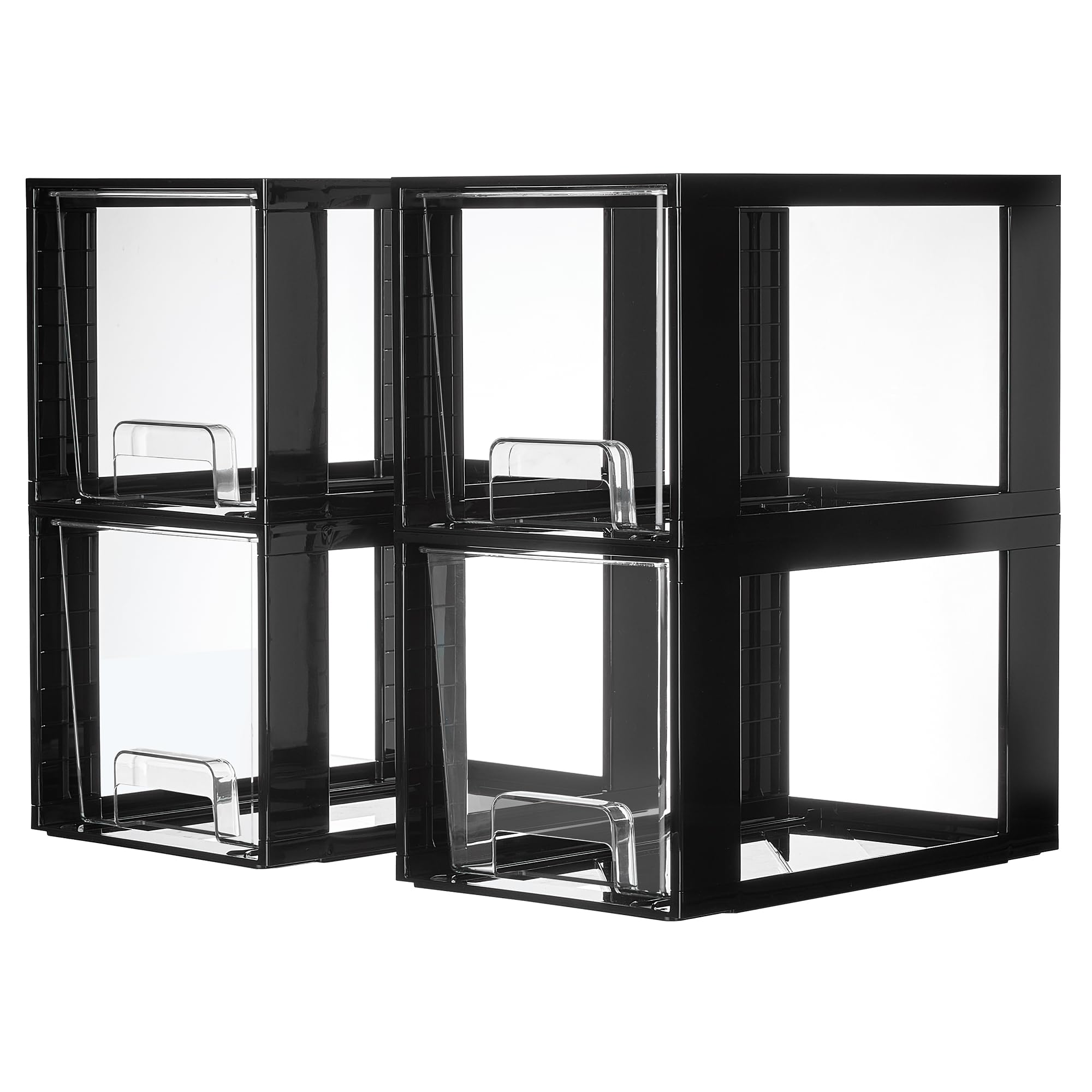 Vtopmart 4 Pack Large Stackable Storage Drawers,Easily Assemble Acrylic Bathroom Closet Undersink Organizers and Storage,Plastic Bins for Kitchen Cabinets,Pantry,Makeup,Medicine Organization
