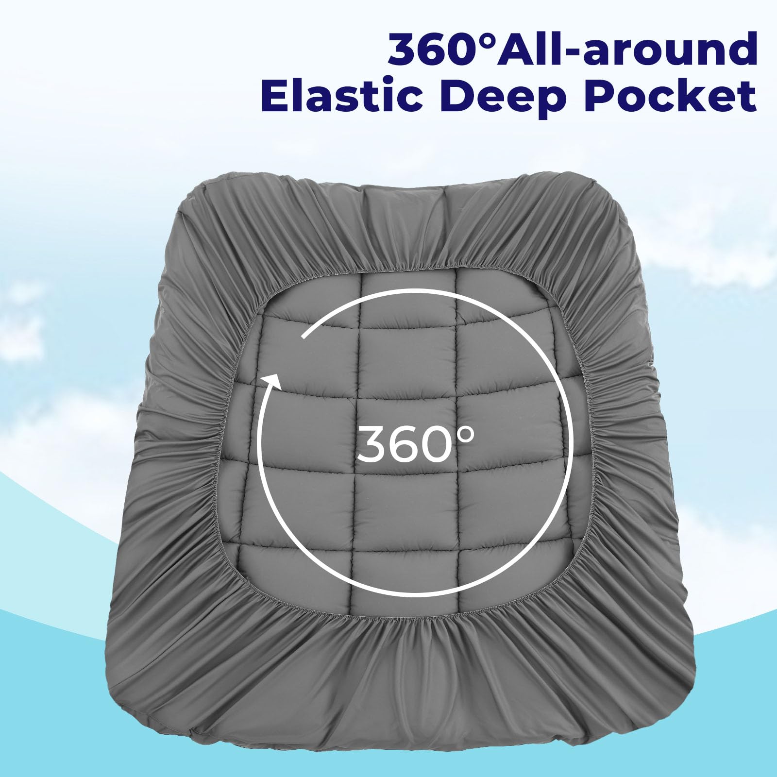 OLANLY Dual-Layer 4 Inch Queen Size Memory Foam Mattress Topper for Back Pain, 2 Inch Cooling Pillow Top Mattress Pad Cover and 2 Inch Gel Memory Foam Topper, Deep Elastic Pocket, Grey