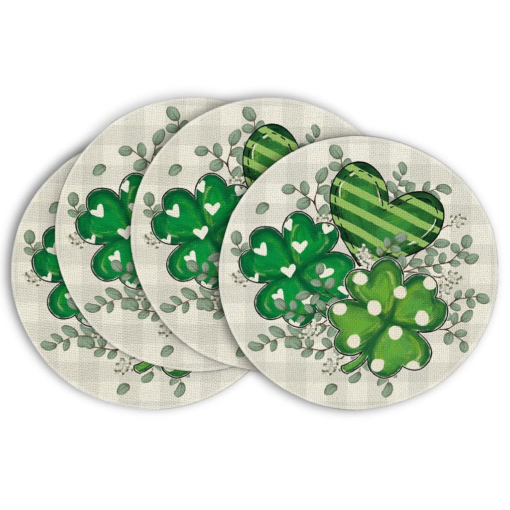 Artoid Mode Bufflao Plaid Shamrock St. Patrick's Day Placemats Set of 4, 12x18 Inch Seasonal Spring Table Mats for Party Kitchen Dining Decoration