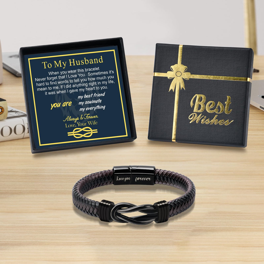 Bracelets Gifts for Men: Valentines Day Gifts for Him Leather Couples Bracelets Anniversary Romantic Gifts for Boyfriend Husband from Wife Valentine's Birthday Christmas