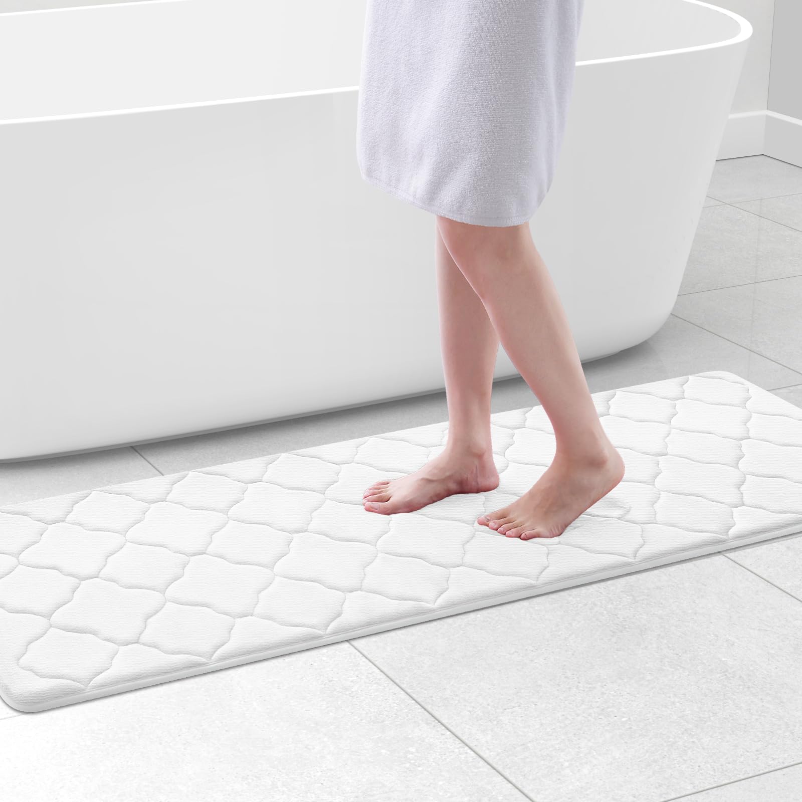 OLANLY Memory Foam Bath Mat Rug 24x16, Ultra Soft and Absorbent Bathroom Rugs, Non-Slip, Comfortable, Machine Washable Bath Carpet for Bathroom Floor, Tub, Shower and Home Decor Accessories, Black