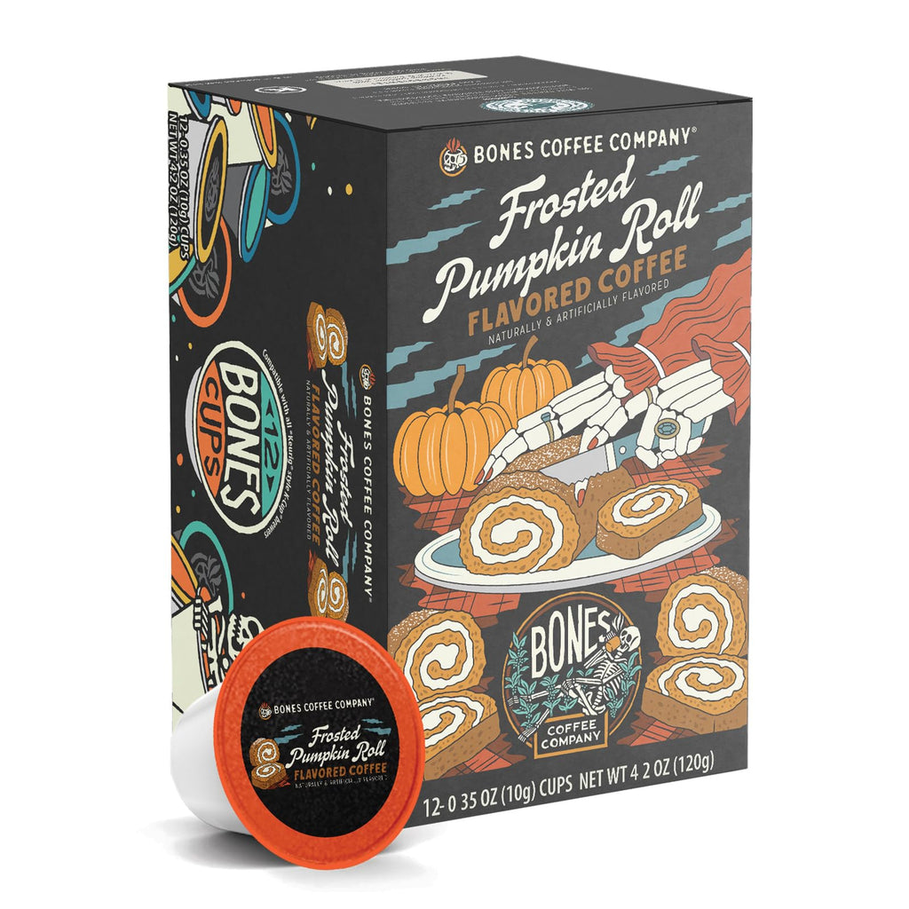 Bones Coffee Company Flavored Coffee Bones Cups Highland Grog Butterscotch Caramel | 12ct Single-Serve Coffee Pods Compatible with Keurig 1.0 & 2.0 Keurig Coffee Maker