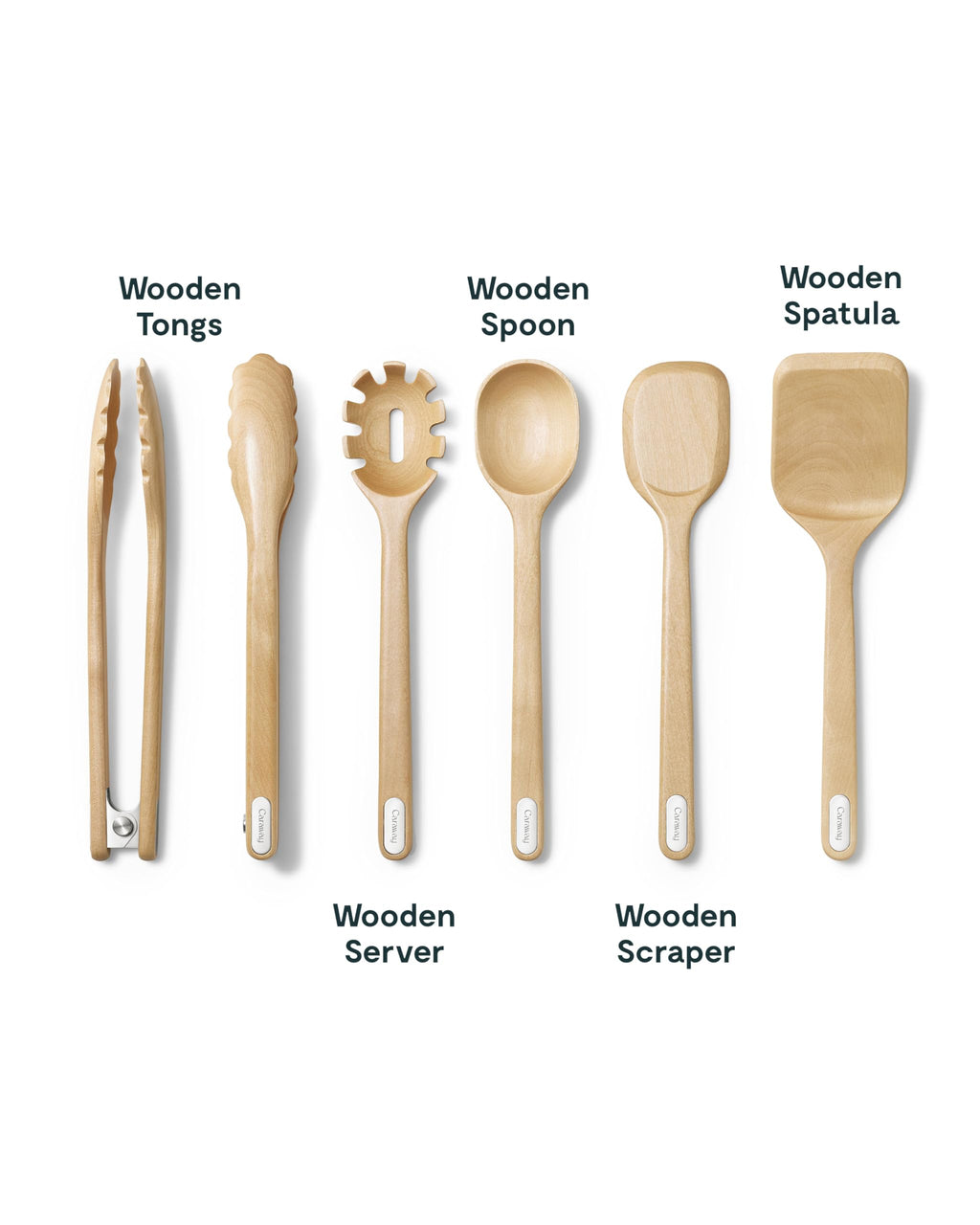 Caraway 14-Piece Kitchen Prep Set - Kitchen Knife Set & Wooden Utensil Set - Made With Premium German Steel Blades & FSC-Certified Birch Wood - Non-Toxic Materials - Includes Organizer - Cream