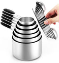 TILUCK Measuring Cups and Spoons Set, Stainless Steel, Kitchen Utensils for Cooking and Baking (10)