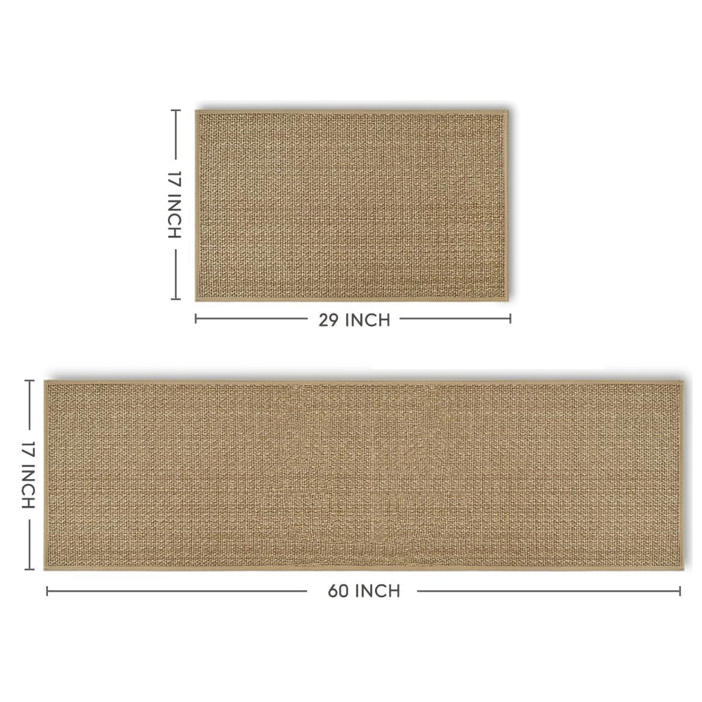 Artoid Mode Washable Non Slip Kitchen Rugs and Mats Set of 2, Rubber Backing Absorbent Kitchen Mats for Floor Front of Sink - 17x29 and 17x47 Inch
