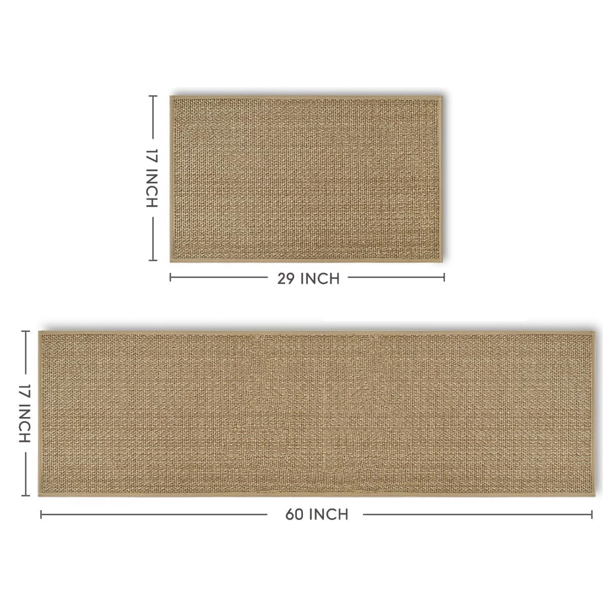 Artoid Mode Washable Non Slip Kitchen Rugs and Mats Set of 2, Rubber Backing Absorbent Kitchen Mats for Floor Front of Sink - 17x29 and 17x47 Inch