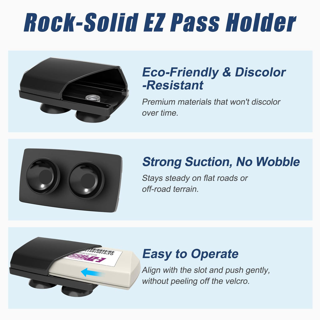 Zeyitian Ez Pass Holder Clear 1 Pack - Super Strong Suction Cups for Windshield, Toll Pass Transponder Holder for EZ Pass/iPass