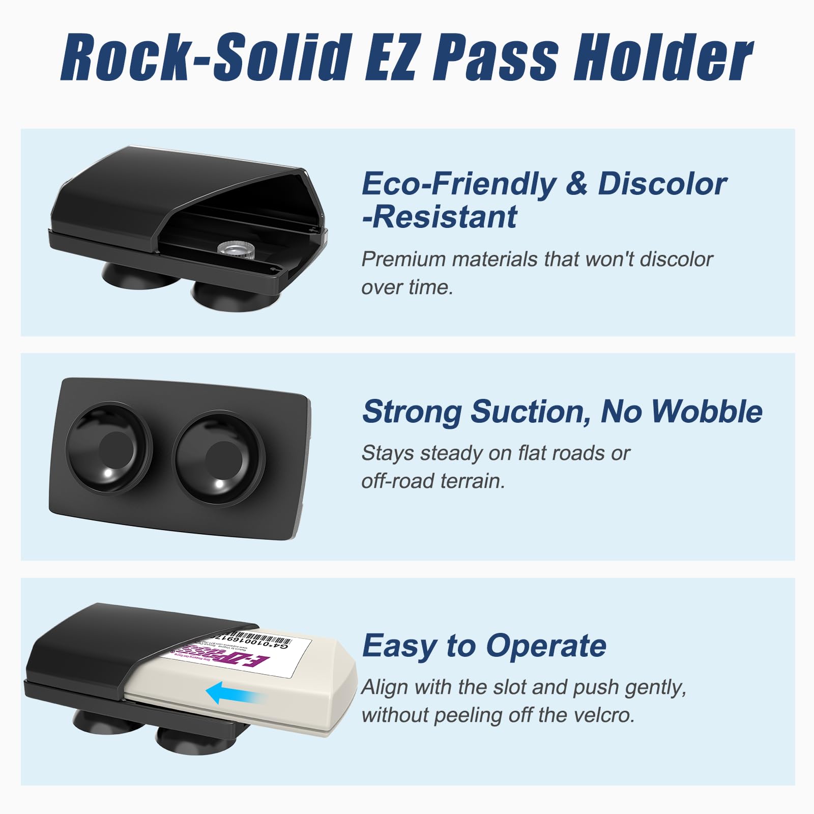 Zeyitian Ez Pass Holder Clear 1 Pack - Super Strong Suction Cups for Windshield, Toll Pass Transponder Holder for EZ Pass/iPass