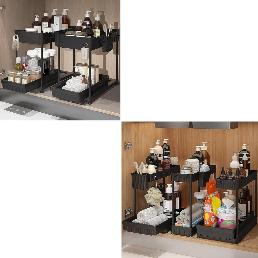 2 Pack Under Sink Organizer, 3 Pack Under Sink Organizers and Storage L-Shaped