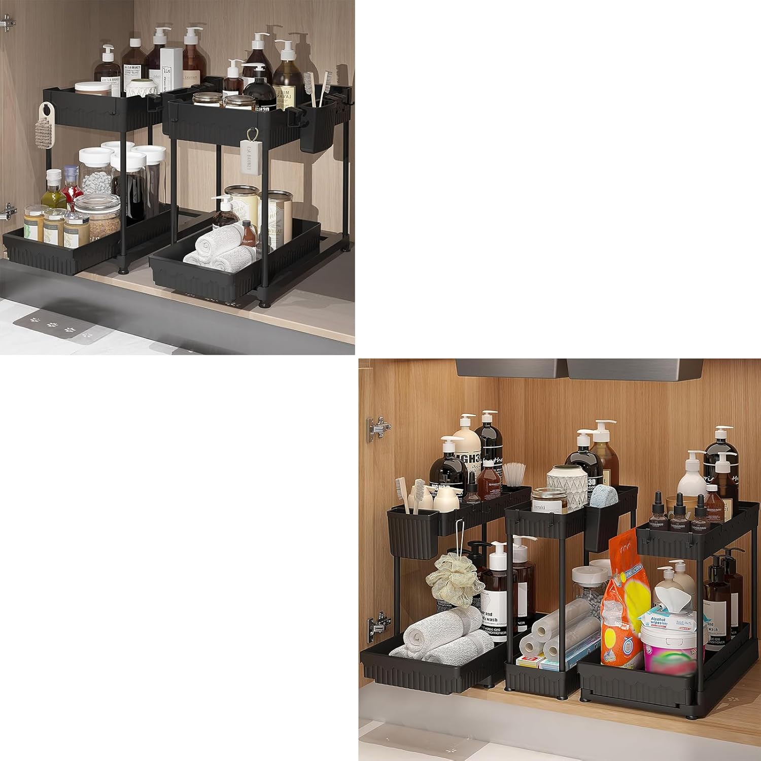 2 Pack Under Sink Organizer, 3 Pack Under Sink Organizers and Storage L-Shaped