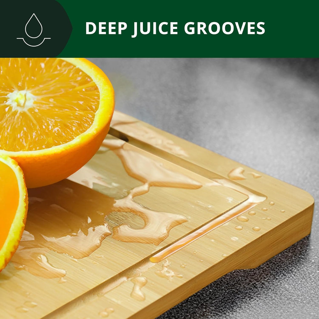 Bamboo Serving Boards, Wood Chopping Boards with Juice Groove, Wooden Serving Board for Vegetables
