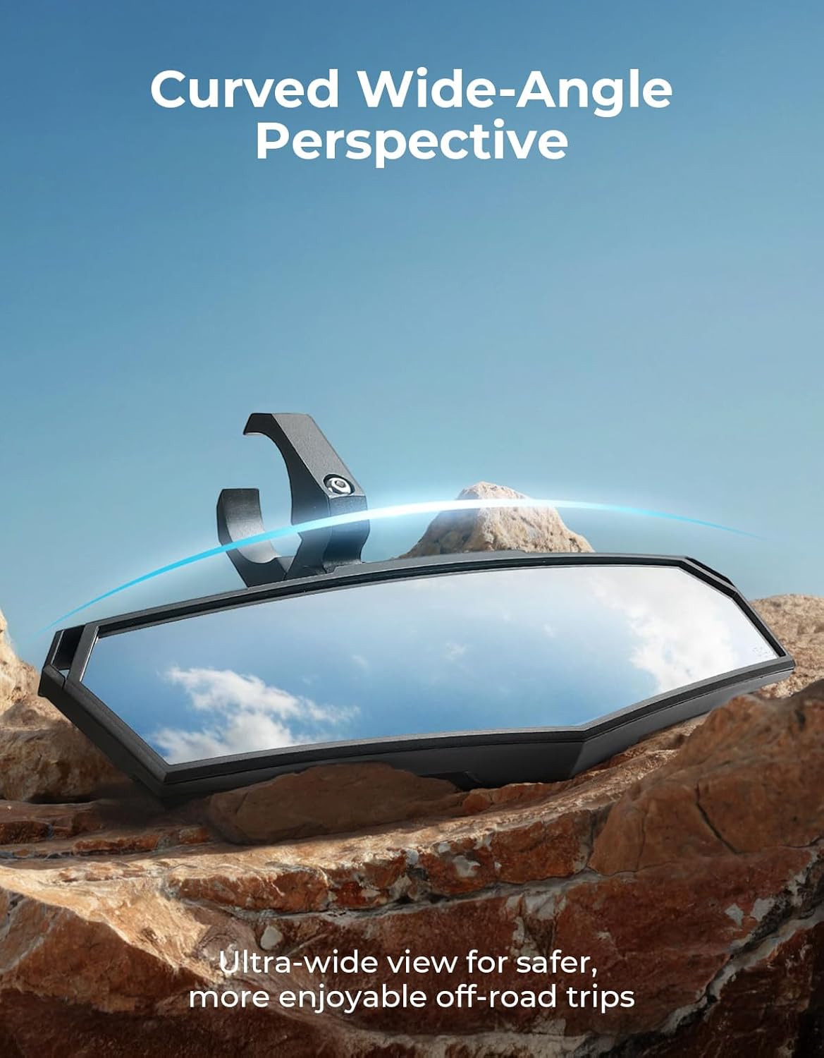 KEMIMOTO UTV Rear View Mirror, SXS UTV Mirror Clear View with 1.5-2 inch 360° Adjustable Low Profile Aluminum Clamp Compatible with Polaris RZR 1000 Pioneer Talon Kawasaki KRX Mule Can Am X3 Zforce