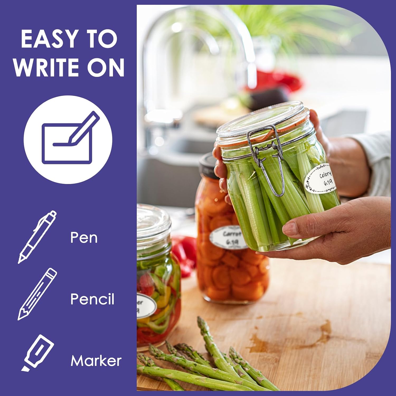 DGBDPACK 400 Dissolvable Canning Labels for Mason Jars, Small Pantry Labels 1 x 2⅛ inch, Water-Soluble Stickers-8 Designs