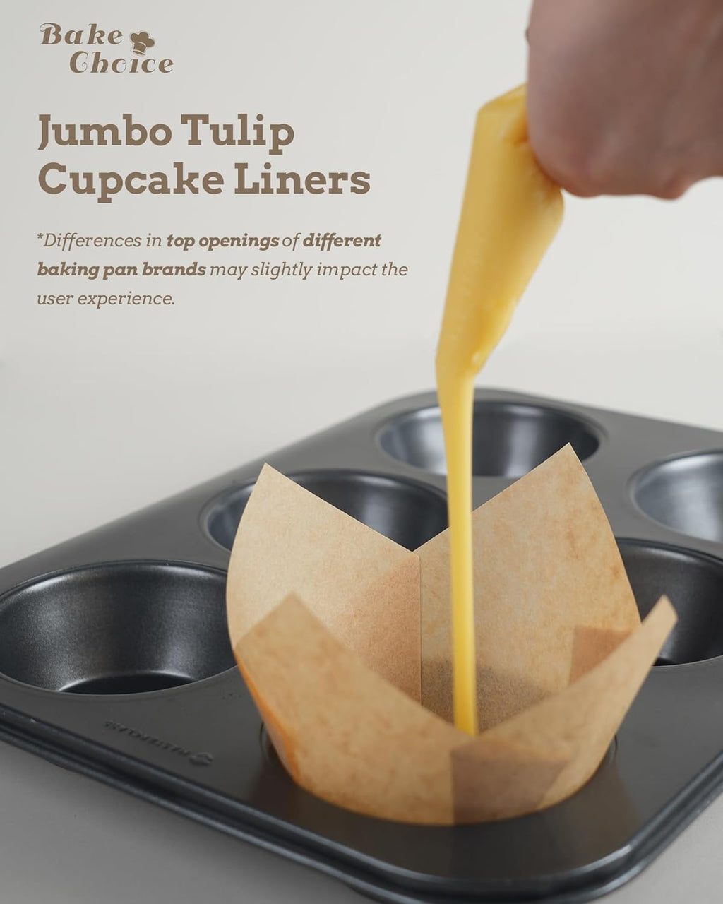 100pcs Natural Jumbo Tulip Cupcake Liners for Baking, Unbleached Cupcake Liner, Greaseproof Parchment Paper Muffin Liners, Tulip Muffin Liners for Party, Christmas, Valentines