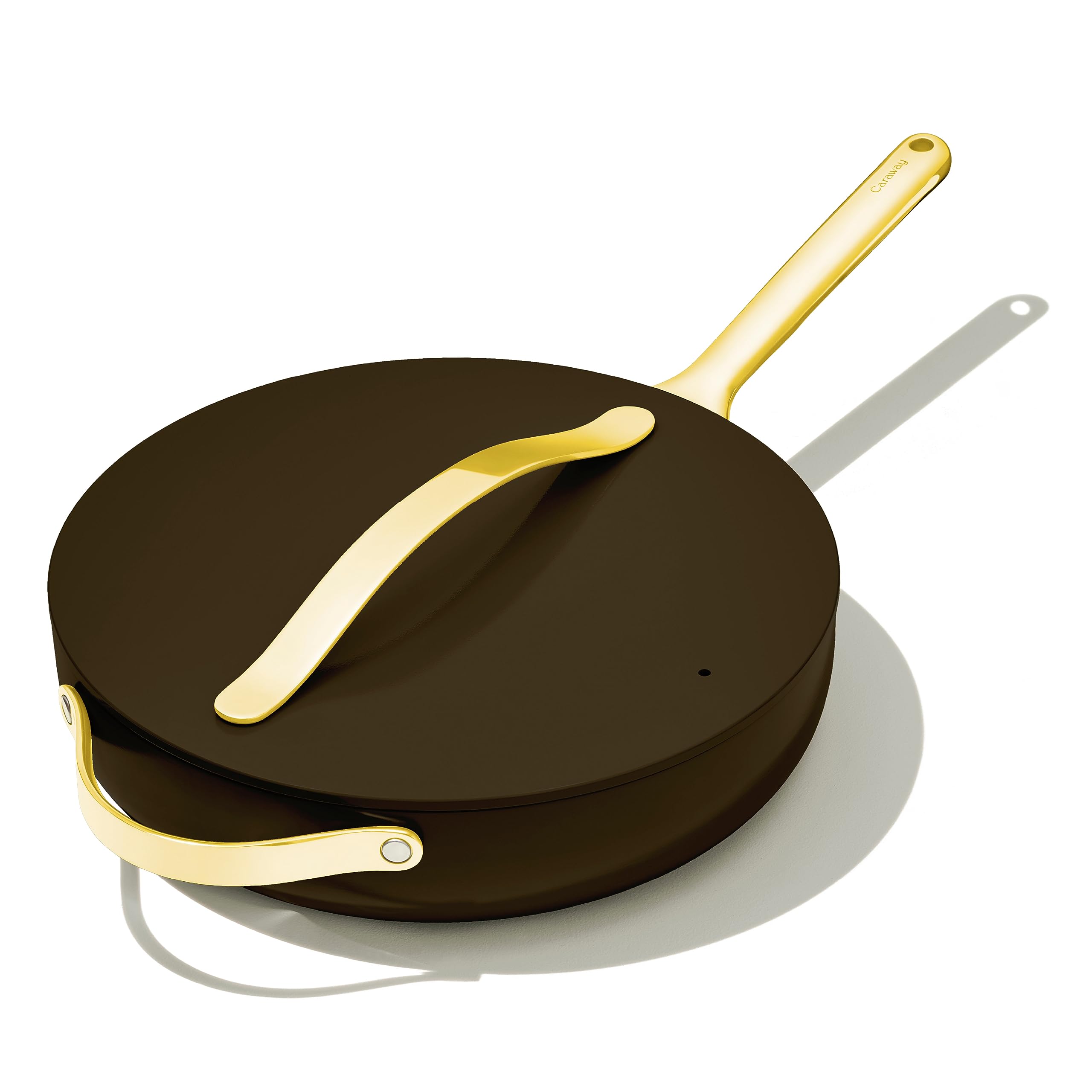 Caraway Nonstick Ceramic Sauté Pan with Lid (4.5 qt, 11.8") - Non Toxic, PTFE & PFOA Free - Oven Safe & Compatible with All Stovetops (Gas, Electric & Induction) - Cream
